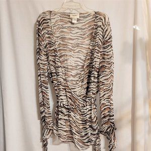 Neiman Marcus Wrap Sheer Blouse, 100% silk.